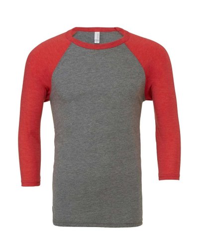 T-shirt unisex maniche 3/4 Grey/Light Red Triblend