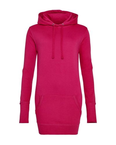 Girlie Longline Hoodie Hot Pink