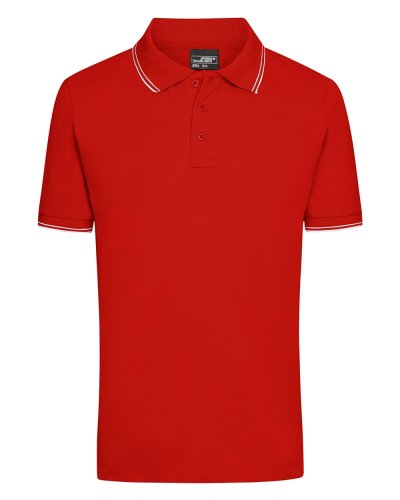 Polo da uomo James & Nicholson Tomato/White