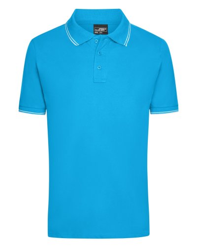 Polo da uomo James & Nicholson Turquoise/White