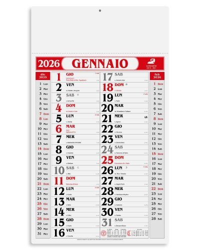 Calendario Olandese Gigante 31x53,5cm carta naturale 12 mesi
