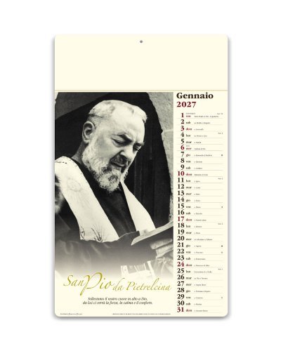 Calendario San Pio illustrato 2027, carta avoriata 31x52 cm