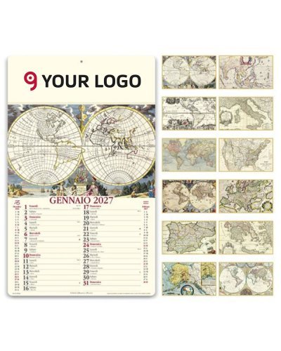 Calendario Antiche Mappe 2027 12 fogli carta patinata 31x52 cm
