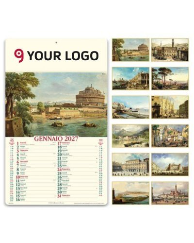 Calendario Italia Antica illustrato 2027, 12 mesi, 31x52 cm
