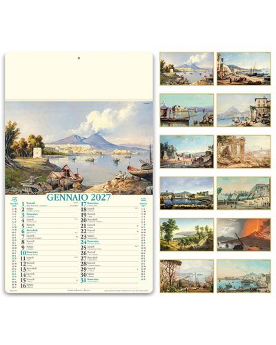 Calendario Napoli Antica 2027 illustrato 31x52 cm 12 mesi