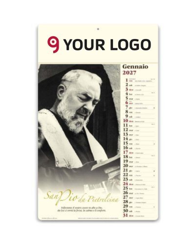 Calendario San Pio illustrato 2027, carta avoriata 31x52 cm