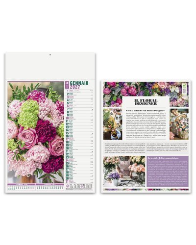 Calendario Fiori 2027 29x47cm 12 fogli carta patinata 70gr