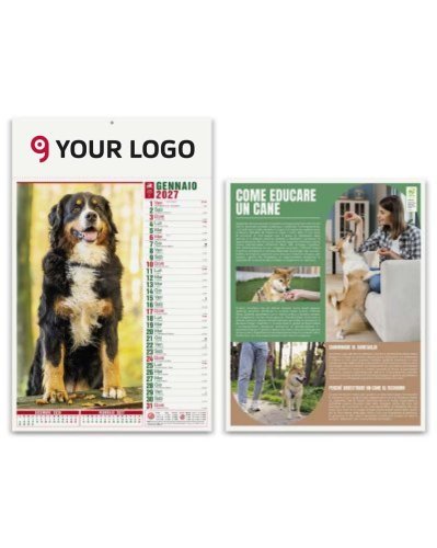 Calendario Cani e Gatti 12 mesi, 29x47 cm, carta patinata 70gr