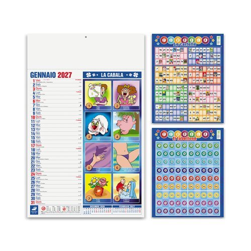 Calendario mensile Cabala 2027, 12 fogli, carta patinata 70gr