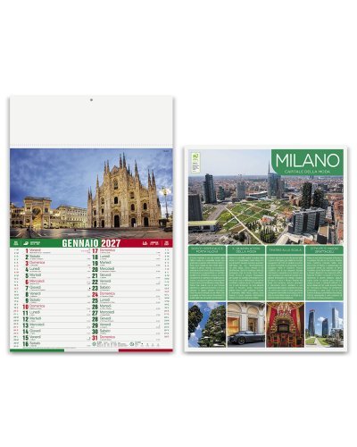 Calendario mensile Città d'Italia 2027, 12 fogli, 29x47 cm