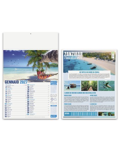 Calendario Mensile Mete da Sogno 29x47cm illustrato 12 mesi