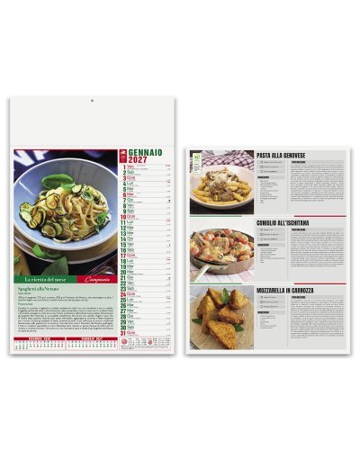 Calendario Gastronomia 2027 con ricette illustrate