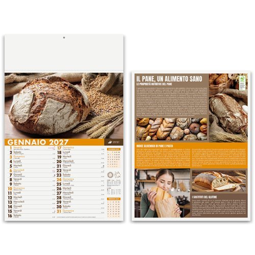 Calendario Pane e Pasta illustrato 29x47cm 12 fogli quadricromia