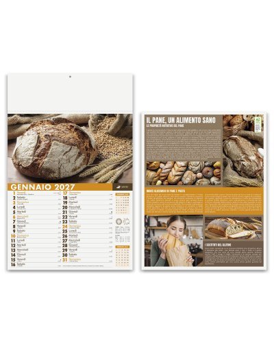 Calendario Pane e Pasta illustrato 29x47cm 12 fogli quadricromia