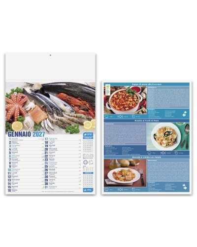 Calendario Mare in Tavola 2027 illustrato mensile 29x47 cm