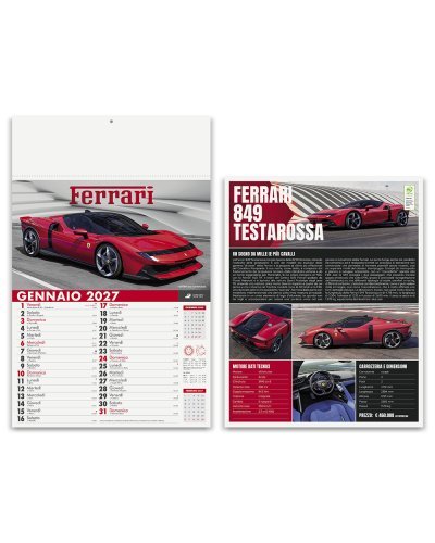 Calendario Auto Sportive illustrato 2027, 12 mesi carta patinata