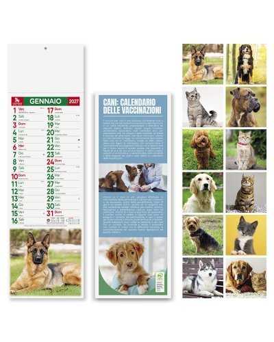 Calendario Silhouette Cani e Gatti, 12 Fogli 14x47 cm