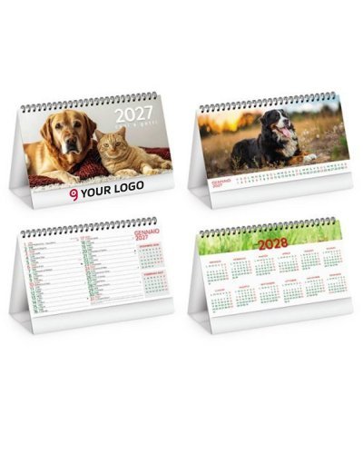 Calendario da tavolo Cani e Gatti 2027, 19x14.5cm, 13 fogli