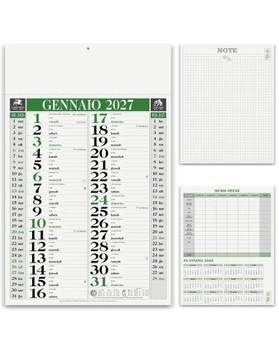 Calendario Olandese Classic 2026 29x47cm carta patinata 12 mesi Verde