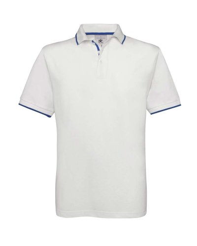 Polo a maniche corte in B&C Fine Piqué B&C Collection White/Royal