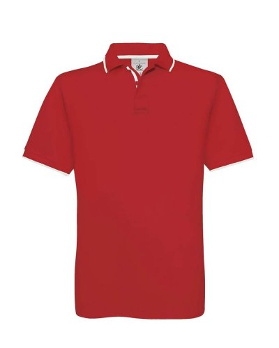 Polo a maniche corte in B&C Fine Piqué B&C Collection Red / White