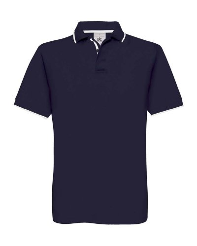 Polo a maniche corte in B&C Fine Piqué B&C Collection Navy / White
