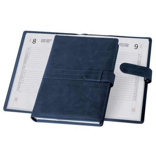 Agenda giornaliera ecopelle 17x24 cm con fibbia, astuccio e inserti