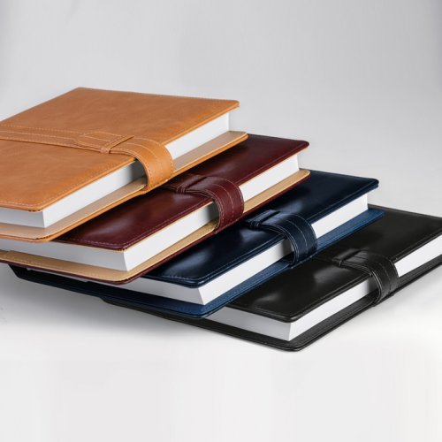 Agenda giornaliera ecopelle 17x24 cm con fibbia, astuccio e inserti