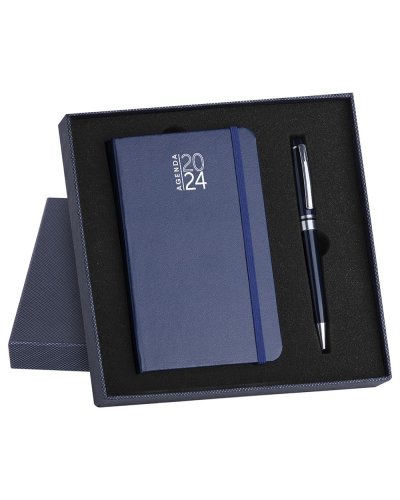Parure Agenda Giornaliera Notes e Penna Blu