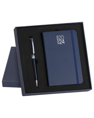 Parure Agenda Settimanale Notes e Penna Blu