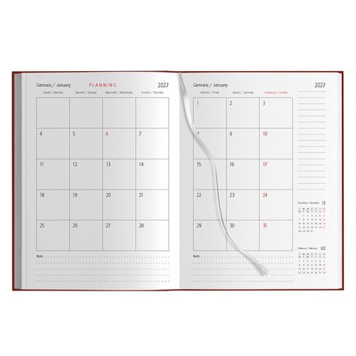 Agenda Giornaliera Gommata 17x24cm 404p 6 Lingue 2 Colori