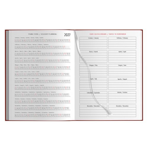 Agenda Giornaliera Gommata 17x24cm 404p 6 Lingue 2 Colori