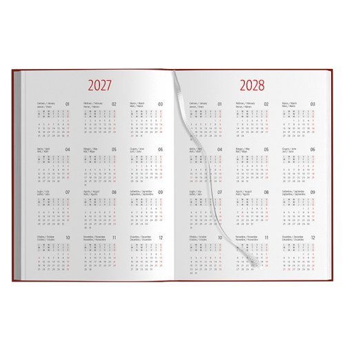 Agenda Giornaliera Gommata 17x24cm 404p 6 Lingue 2 Colori