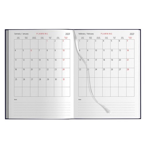 Agenda Giornaliera gommata 17x24 cm, 324 pagine, multilingue