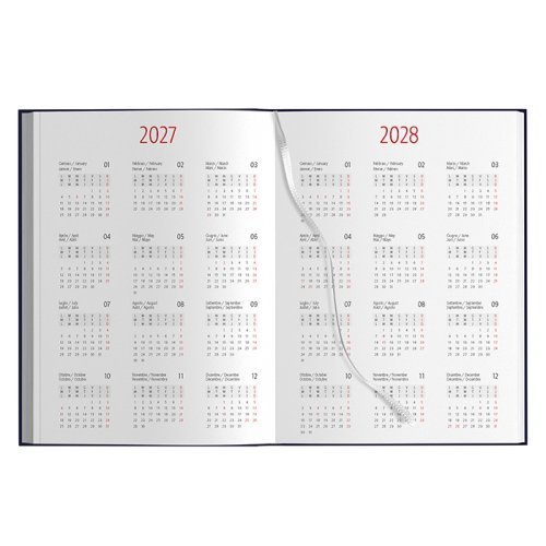 Agenda Giornaliera gommata 17x24 cm, 324 pagine, multilingue