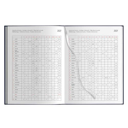 Agenda Giornaliera gommata 17x24 cm, 324 pagine, multilingue