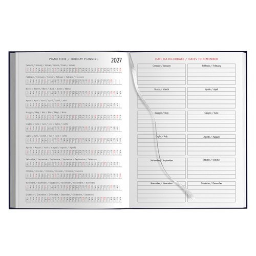 Agenda Giornaliera Gommata 12x17cm Multilingue 320p Segnapagine