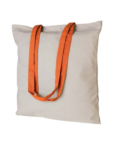 Shopper cotone personalizzate con manici colorati da 140 gr Arancio