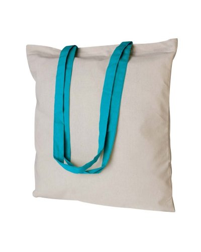 Shopper cotone personalizzate con manici colorati da 140 gr Azzurro
