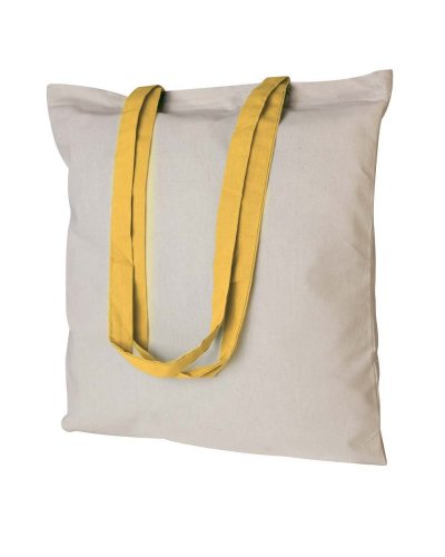 Shopper cotone personalizzate con manici colorati da 140 gr Giallo