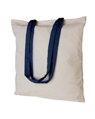 Shopper cotone personalizzate con manici colorati da 140 gr Blu