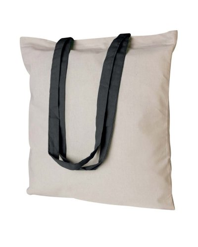 Shopper cotone personalizzate con manici colorati da 140 gr Nero