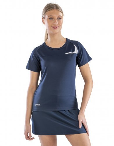 T-shirt donna Spiro Dash Training slim, traspirante, riflettente