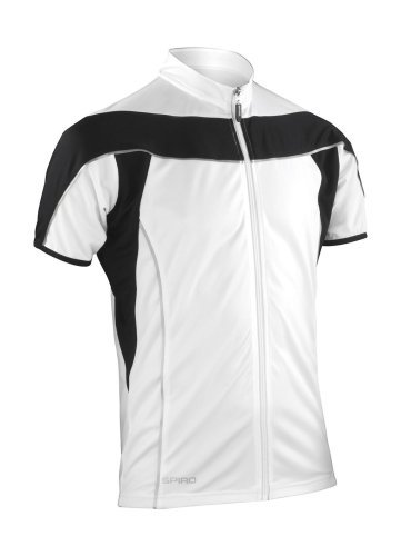 T-shirt ciclismo Spiro: zip intera, riflettente, UV, 100% poliestere