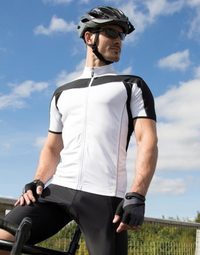 T-shirt ciclismo Spiro: zip intera, riflettente, UV, 100% poliestere