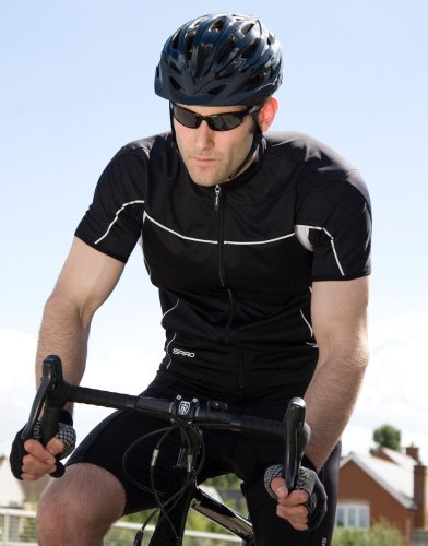 T-shirt ciclismo Spiro: zip intera, riflettente, UV, 100% poliestere
