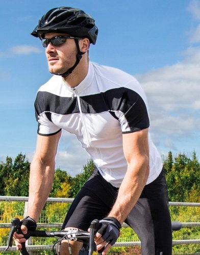 T-shirt ciclismo Spiro: zip intera, riflettente, UV, 100% poliestere