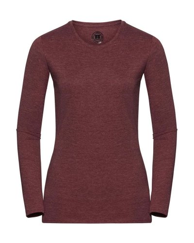 T-shirt donna HD maniche lunghe Maroon marl