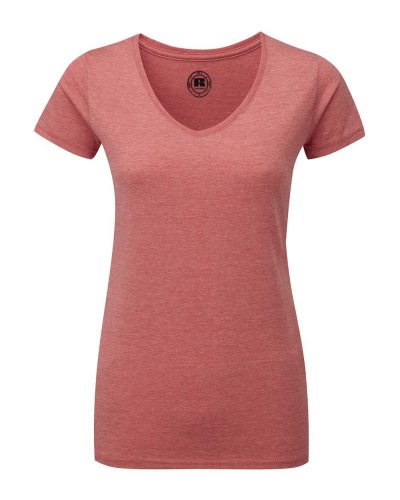 T-shirt donna HD scollo a V Red Marl