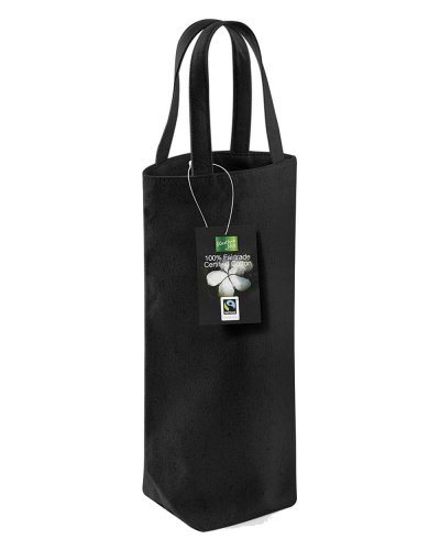 Borsa per bottiglia in cotone Fairtrade Black